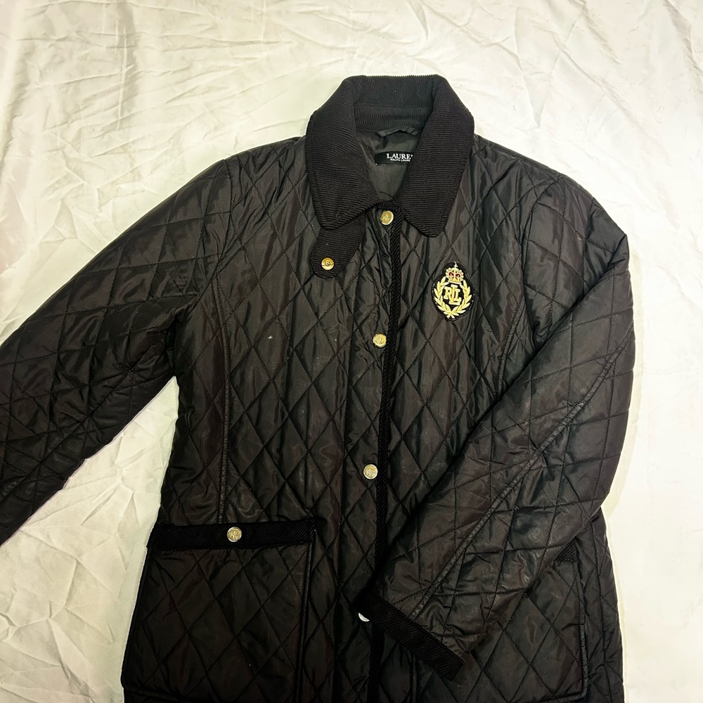Ralph Lauren Black Quilted Crest Jacket